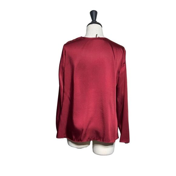 Donna Karan Red Long Sleeve Silky Cowl neck Blouse Size Small - Picture 3 of 4